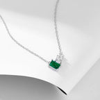 Collier à pendentif carré serti, argent 925 — vue 4