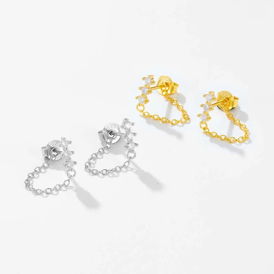 Puces d'oreilles solitaire serti, argent 925 — vue 6