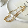 Bracelet maille quadrillée, acier doré — vue 6