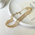 Bracelet maille quadrillée, acier doré — vue 6
