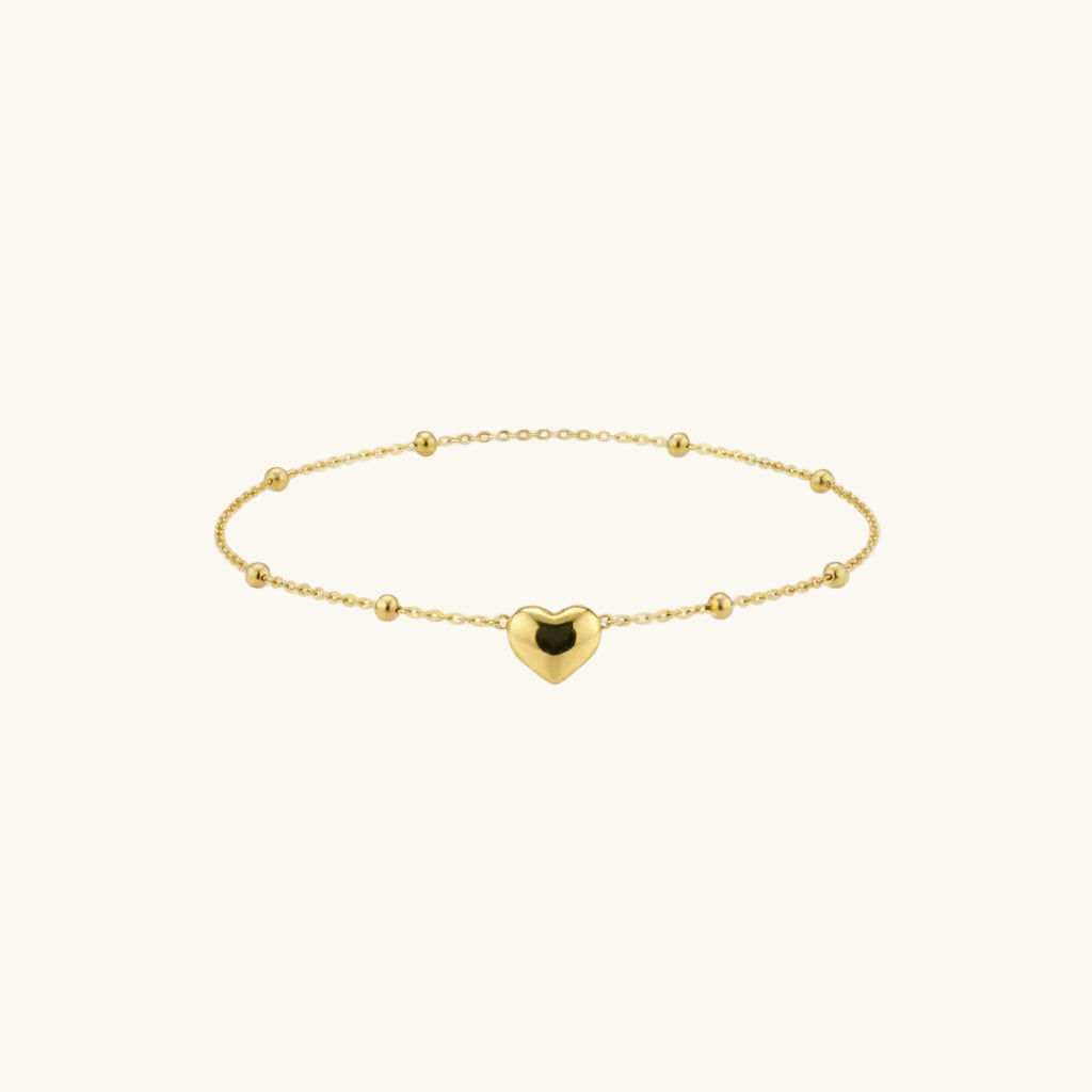 Collier petit cœur sur chaîne à billes, acier doré — vue 4