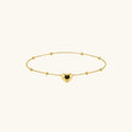 Collier petit cœur sur chaîne à billes, acier doré — vue 4