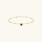Collier petit cœur sur chaîne à billes, acier doré — vue 4
