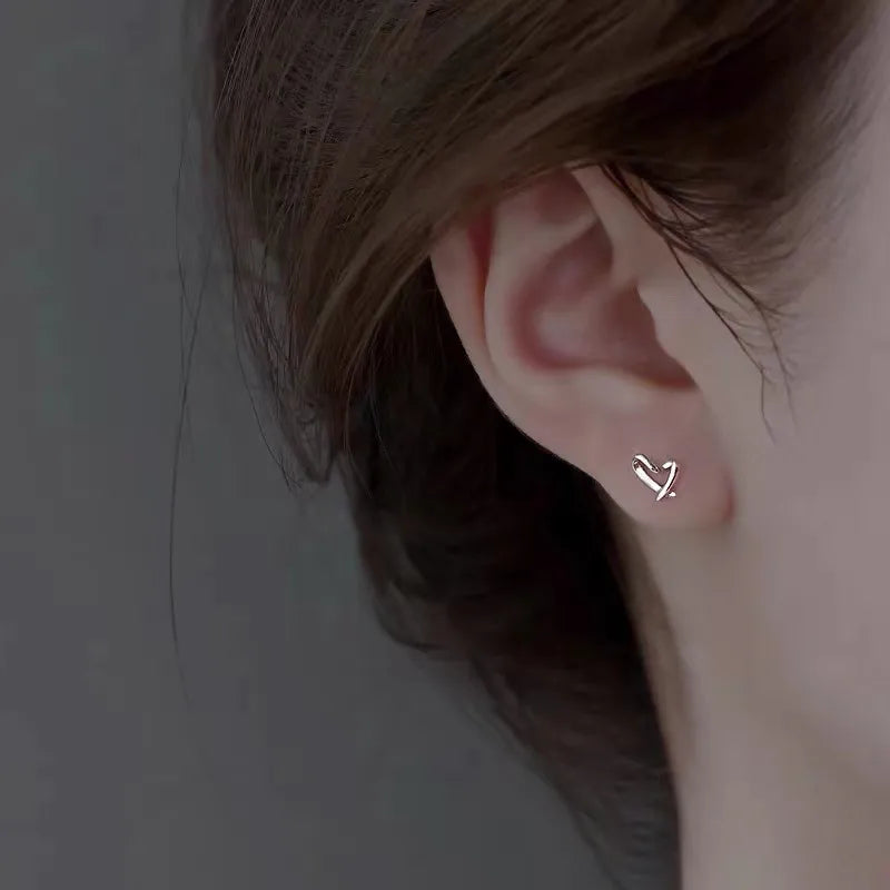 Puces d'oreilles cœur, argent massif 925 — vue 2