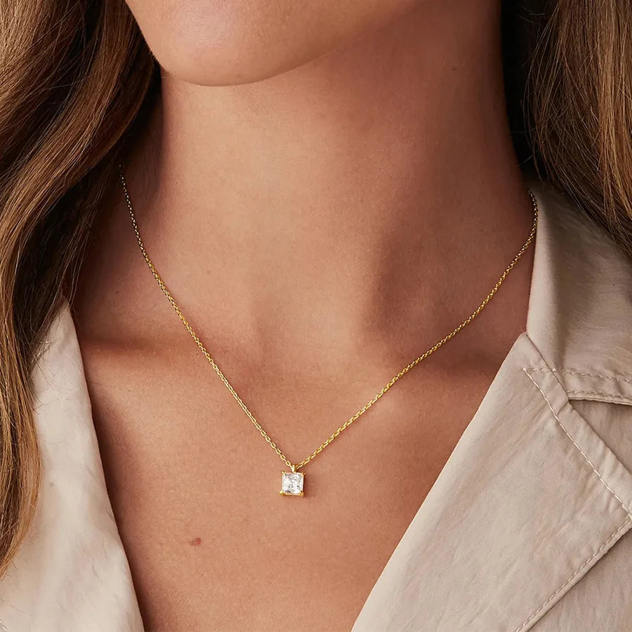 Collier à pendentif géométrique serti, argent 925 — vue 2