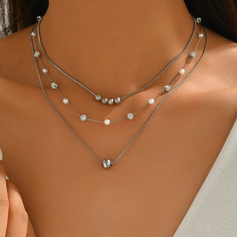 Collier de perles rondes à fermoir argenté — vue 5