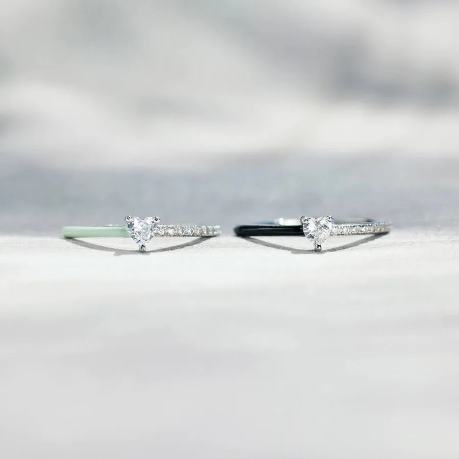Bague cœur serti de pierres, argent 925 — vue 4