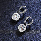 Puces d'oreilles moissanite taille princesse, argent 925