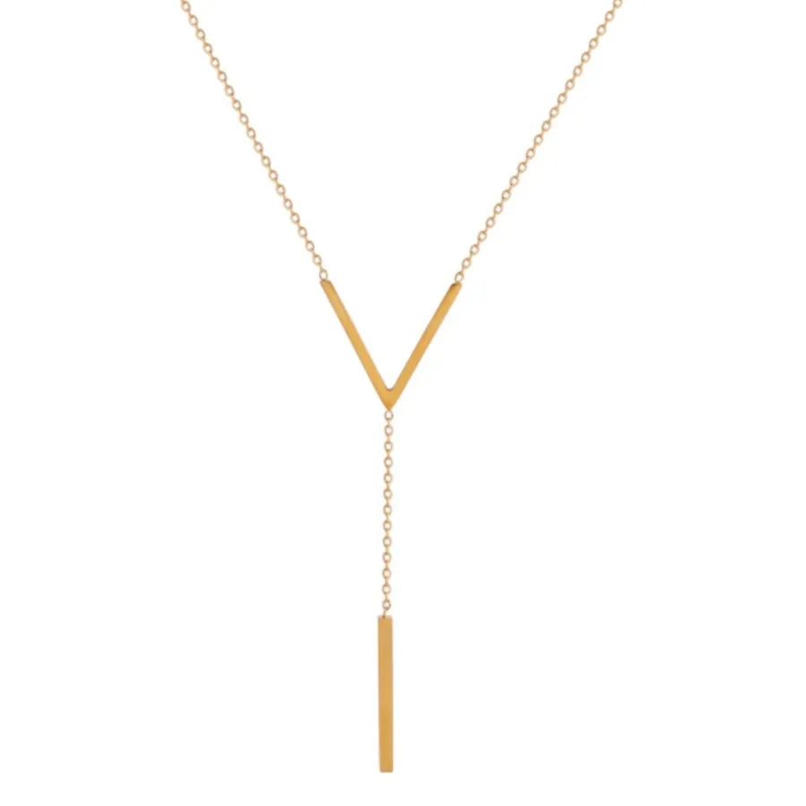 Collier à initiale et pampille, chaîne dorée — vue 3
