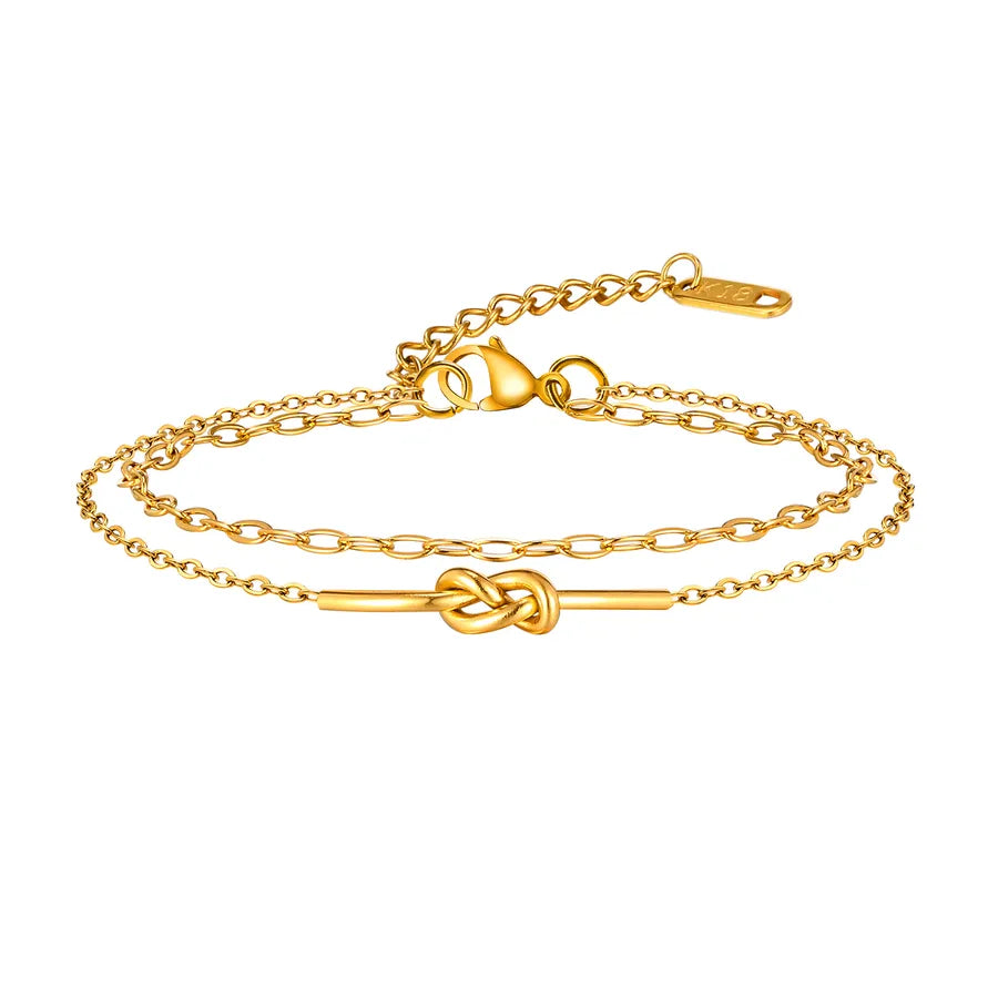 Bracelet nœud délicat sur chaîne dorée — vue 9