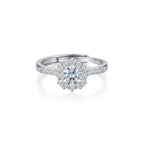 Bague moissanite en monture fleur, dorée — vue 5