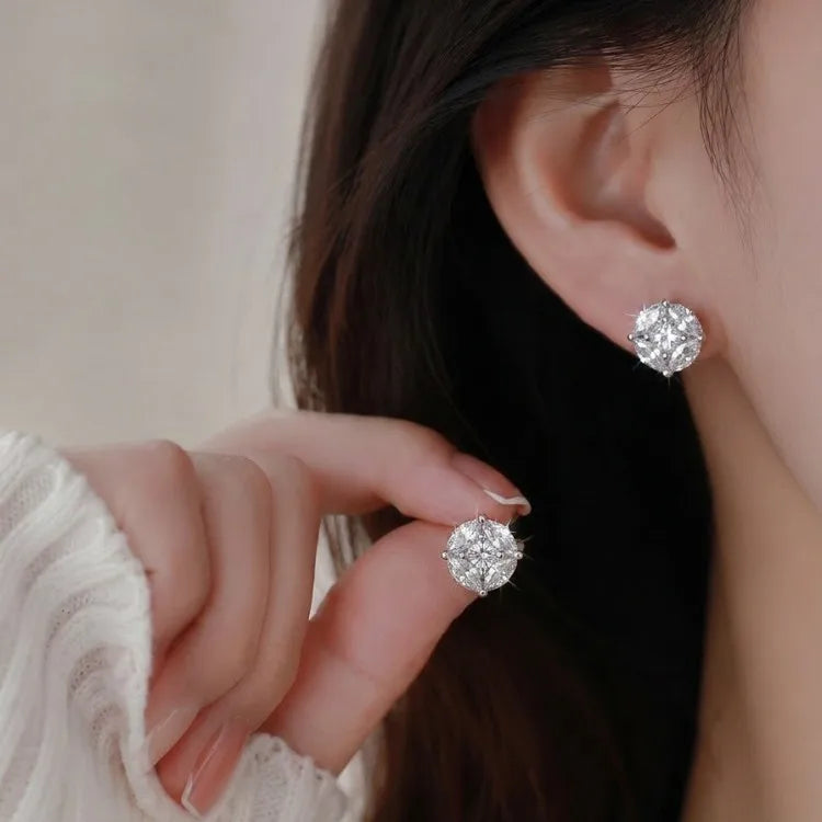 Puces d'oreilles moissanite blanche sur argent massif 925