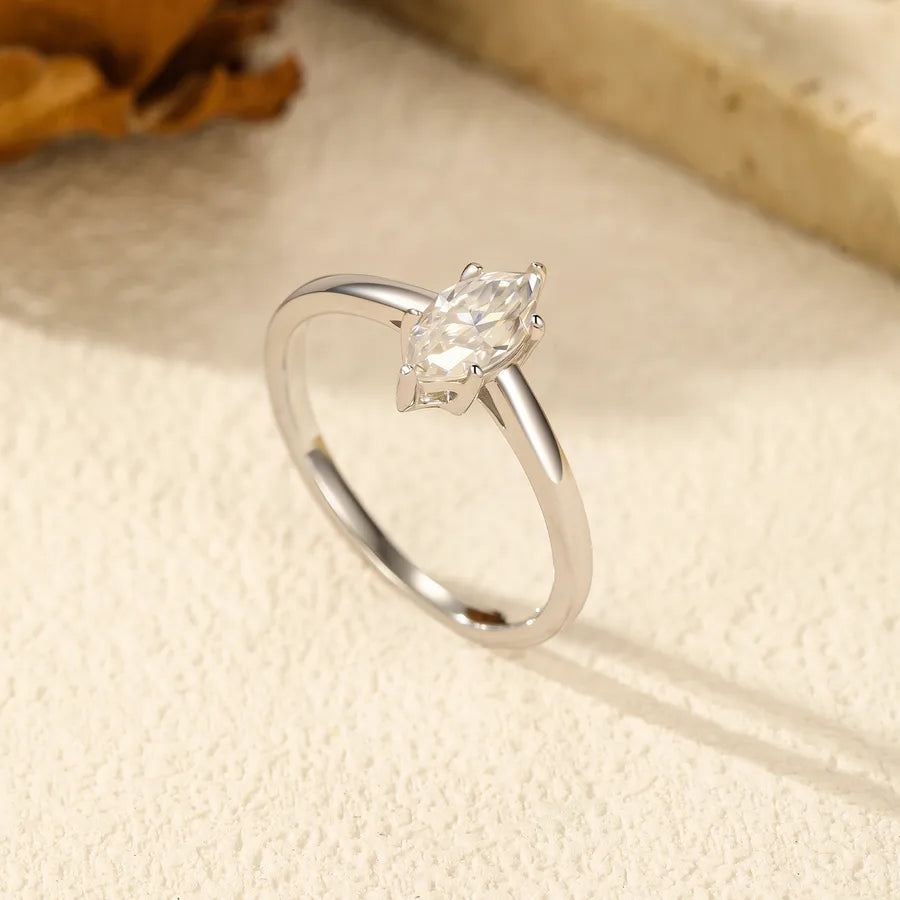 Bague moissanite taille marquise, argent 925 — vue 5