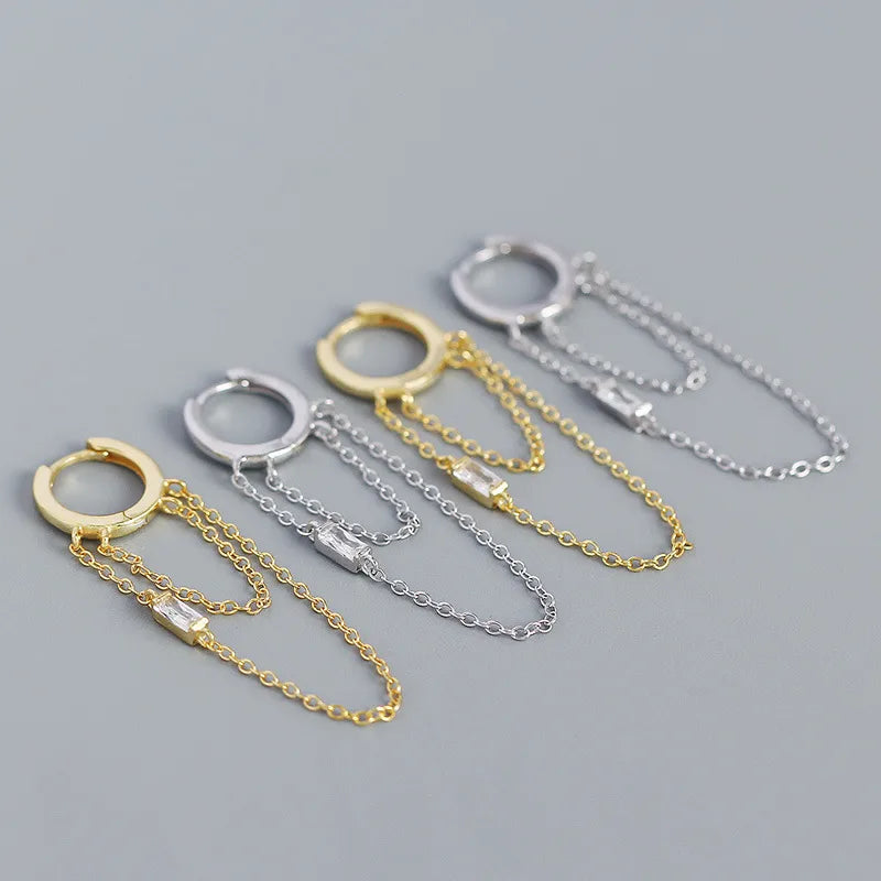 Boucles d'oreilles à pierre, monture géométrique — vue 4