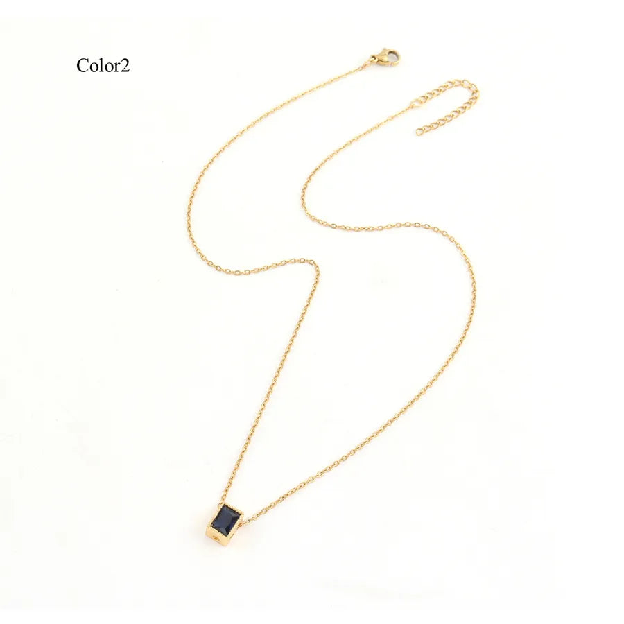 Collier à cristal taille rectangle, chaîne fine — vue 4