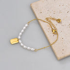 Bracelet perle et maille vénitienne dorée — vue 3