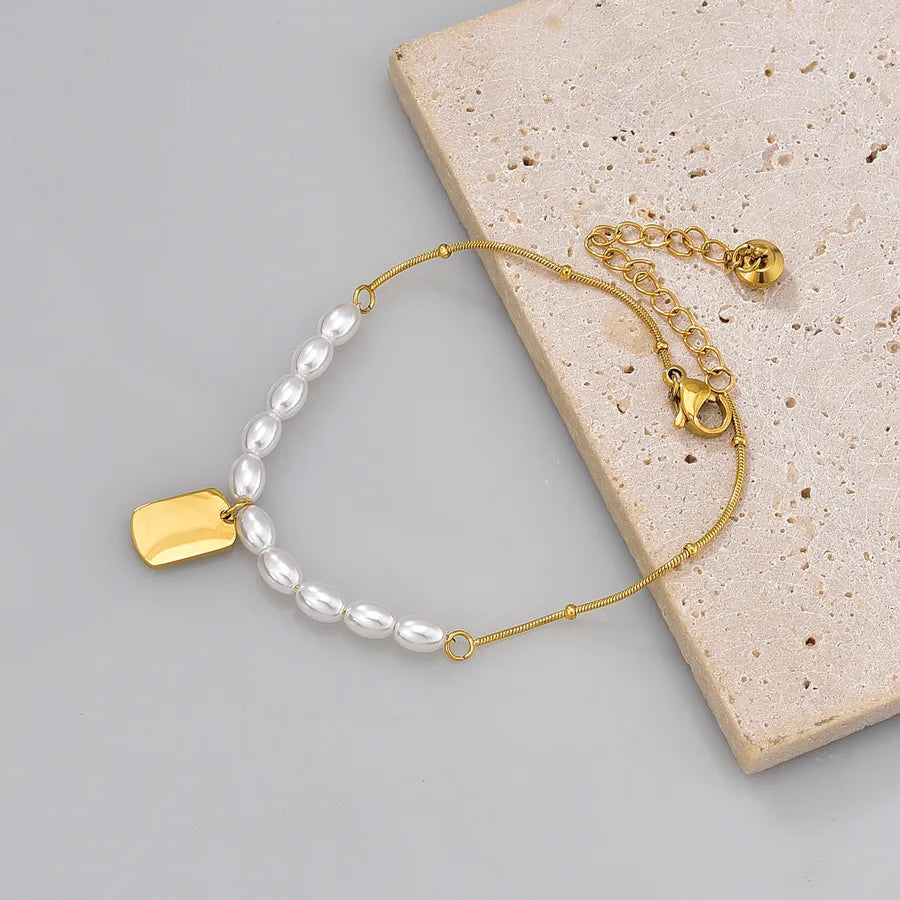 Bracelet perle et maille vénitienne dorée — vue 3