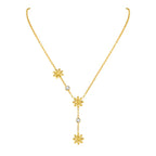 Collier fleur sertie de zircons, chaîne dorée — vue 9