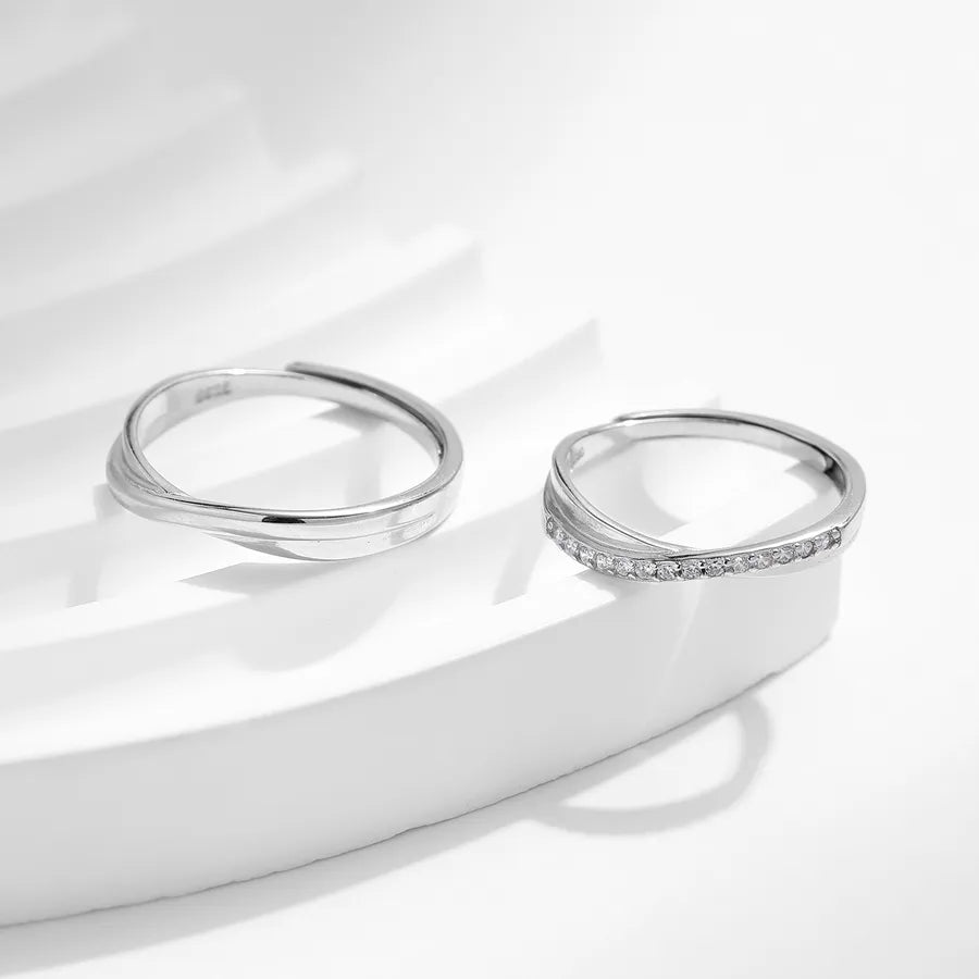Bague ajustable sertie de zircons, rhodiée — vue 5