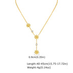 Collier fleur sertie de zircons, chaîne dorée — vue 10