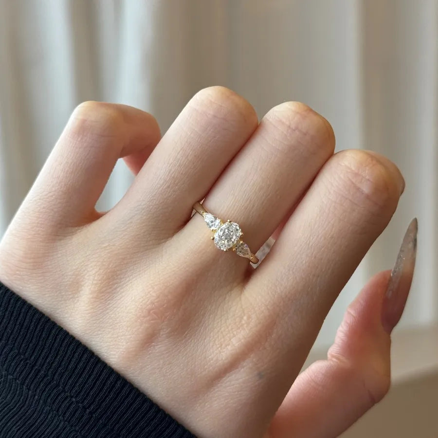 Bague à pierre taille fleur de givre 1 carat, argent 925