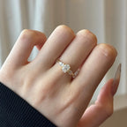 Bague à pierre taille fleur de givre 1 carat, argent 925