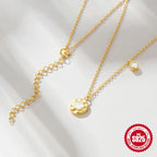 Collier à disque de nacre naturelle, argent 925 — vue 3