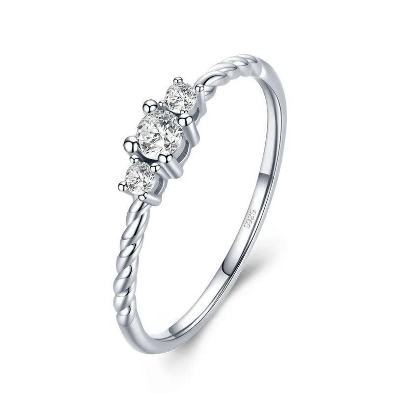 Bague solitaire ronde, argent massif 925 — vue 7