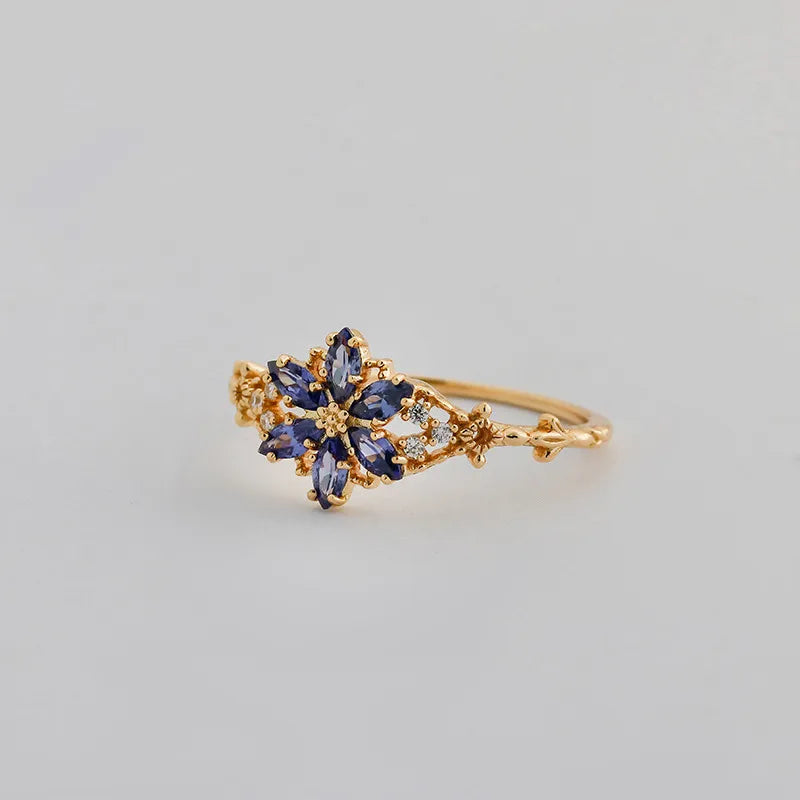 Bague fleur pavée de pierres, argent 925 — vue 3