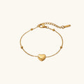 Collier petit cœur sur chaîne à billes, acier doré — vue 3