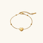Collier petit cœur sur chaîne à billes, acier doré — vue 3