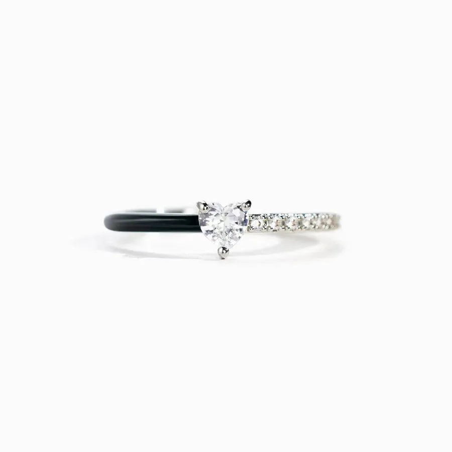 Bague cœur serti de pierres, argent 925 — vue 11