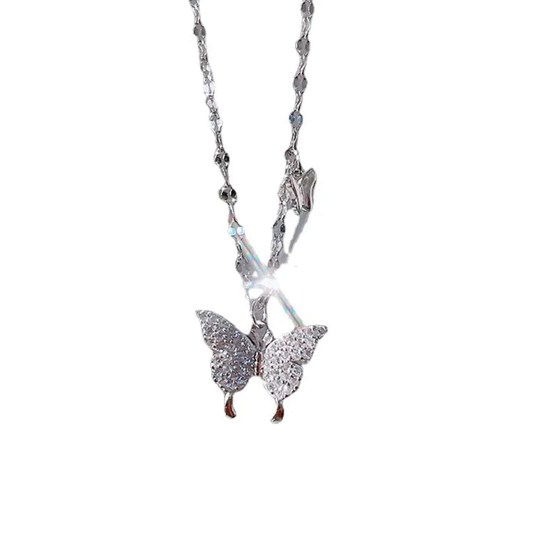 Collier papillon serti, argent massif 925 — vue 5