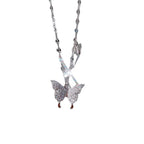 Collier papillon serti, argent massif 925 — vue 5