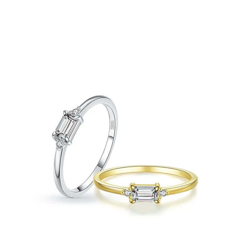 Bague géométrique sertie, argent massif 925 — vue 3