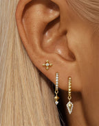 Boucles d'oreilles fleur sertie, argent 925 — vue 5