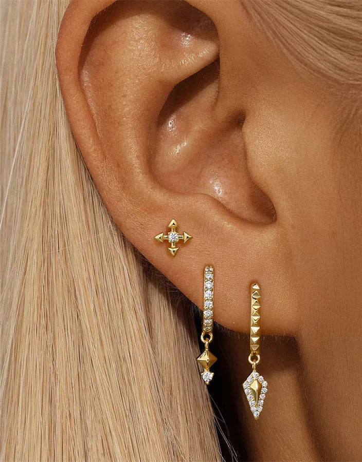 Boucles d'oreilles fleur sertie, argent 925 — vue 5