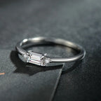 Bague géométrique sertie, argent massif 925 — vue 4