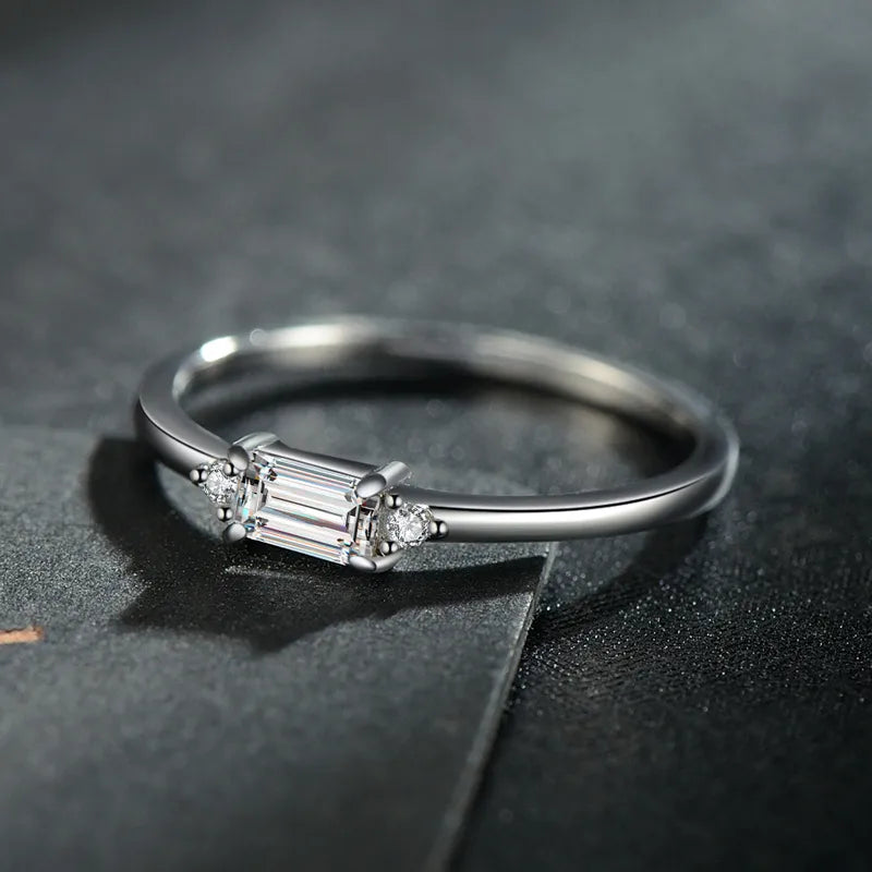 Bague géométrique sertie, argent massif 925 — vue 4