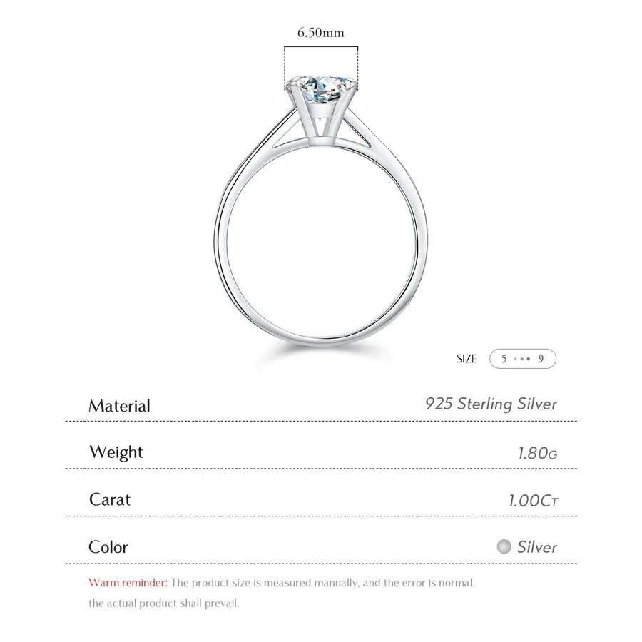 Bague solitaire moissanite taille ronde — vue 2