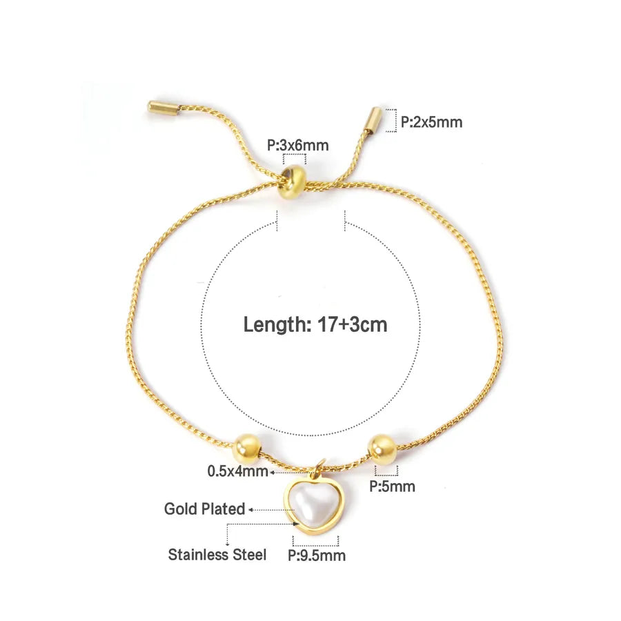 Bracelet cœur et perle sur chaîne réglable — vue 6
