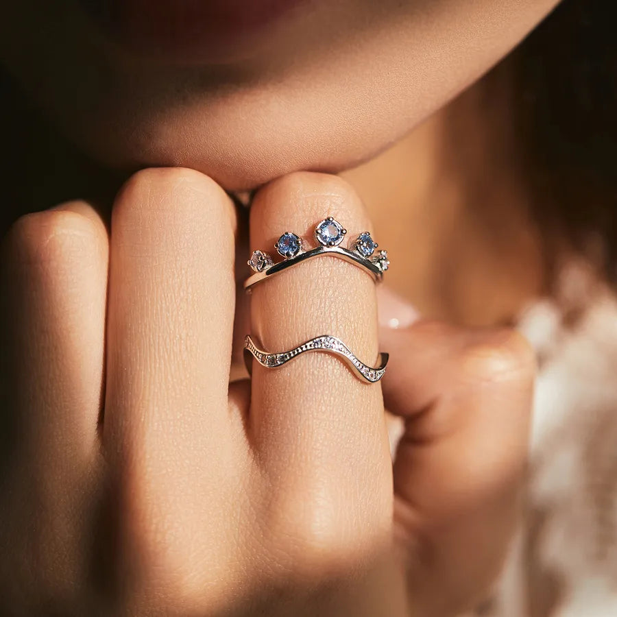 Bague à monture en vague, argent massif 925 — vue 9