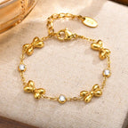 Bracelet cœur et nœud papillon, chaîne dorée — vue 5