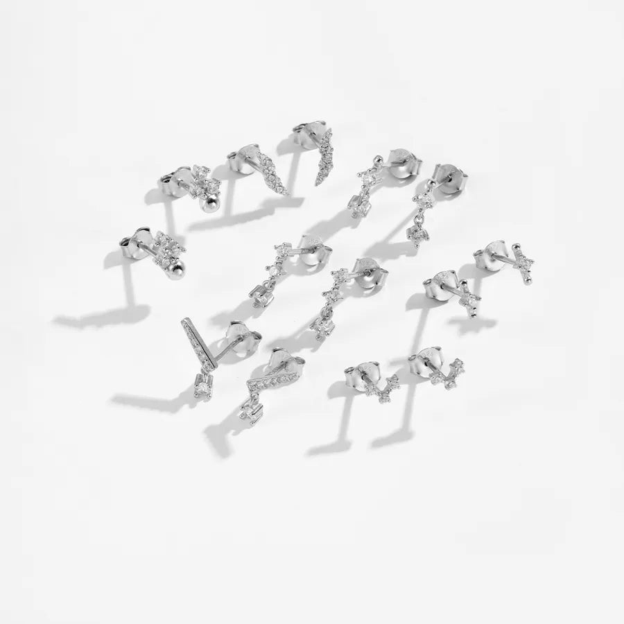 Puces d'oreilles à zircons irréguliers, argent 925 — vue 5