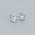 Puces d'oreilles fleur ciselée, argent 925 — vue 6