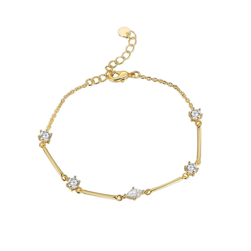 Bracelet en laiton doré serti de zircons — vue 5