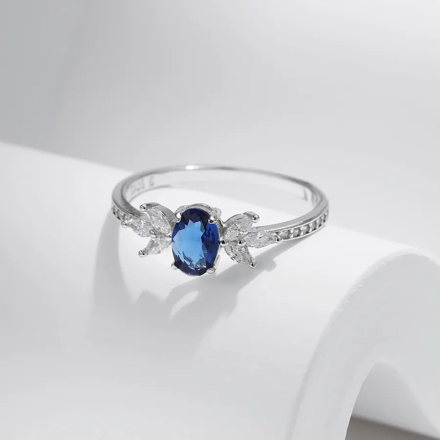 Bague à zircon taille ovale, rhodiée — vue 3