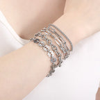 Bracelet à deux motifs géométriques associés, acier inoxydable