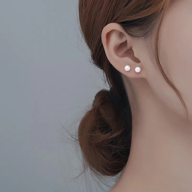 Puces d'oreilles à perle, argent massif 925 — vue 2