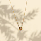 Collier cœur serti, chaîne en acier titane — vue 3